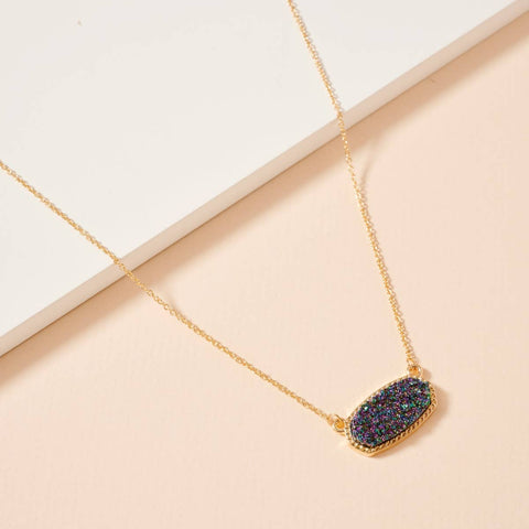 Druzy Stone Charm Necklace