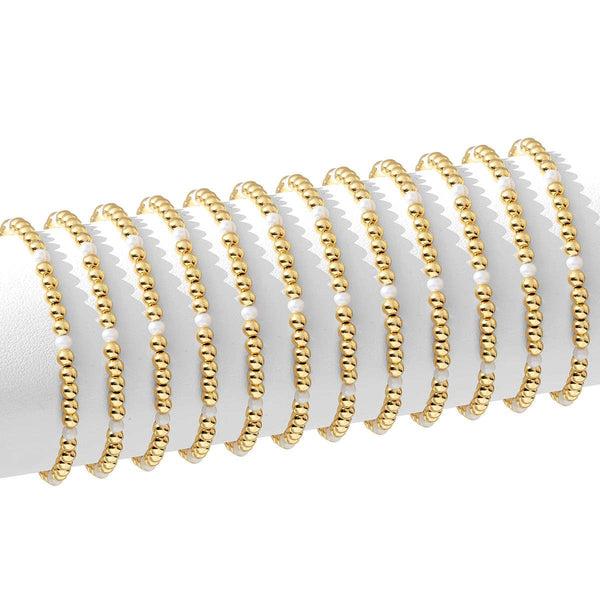 4mm Bead & Pearl Stretch Bracelet
