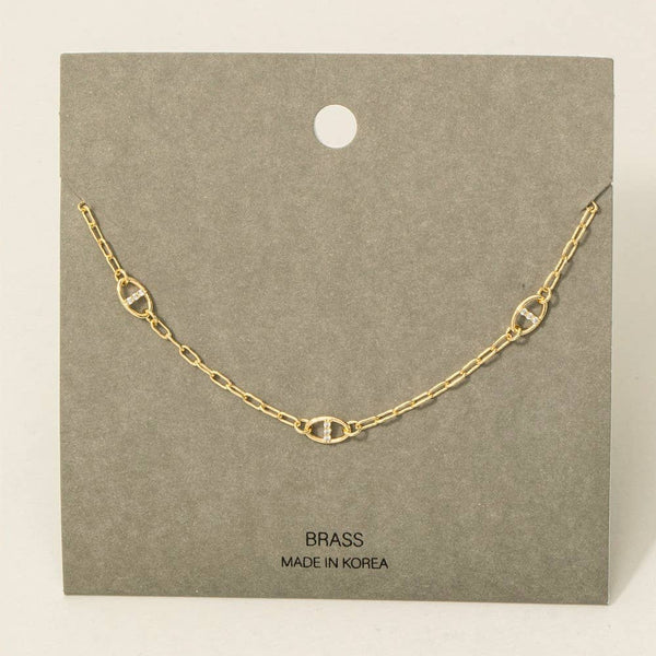 Pave Anchor Chain Necklace