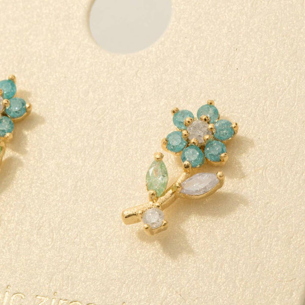 Colorful Cz Flower Earrings